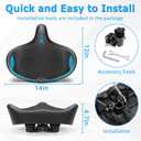 CDYWD Oversized Bike Seat for Men & Women Comfort, Extra Wide Bicycle Seat Cushion, Comfortable Wing Padded, Large Replacement Saddle for Peloton, Stationary Exercise Bike, Ebike, Cruiser, City Bike