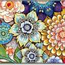 Rnivvi Front Door Mat, 30"x17" Cute Flower Theme Indoor Outdoor Welcome Mat, Heavy Duty Low Profile Anti-Slip Entryway Rug for Home Entrance, Floor, Patio Entry, Mud Room, Mandala Floral