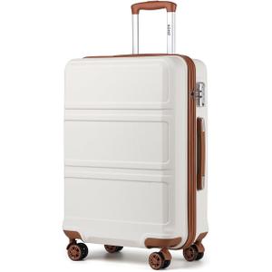 Kono 20'' Carry on Luggage Lightweight with Spinner Wheel TSA Lock Hardside Luggage Airline Approved Carry on Suitcase Cream White
