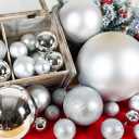 Emopeak 12Pcs Christmas Balls Ornaments for Xmas Christmas Tree - 4 Style Shatterproof Christmas Tree Decorations Hanging Ball for Holiday Wedding Party Decoration (Silver, 3.2"/8CM)
