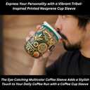 Neoprene Insulated Cup Sleeve for Iced Coffee, Hot & Cold Beverages  Reusable, Washable Drink Holder Cup Sleeve  Anti-Slip, Eco-Friendly, Multi-Color Design (BUSH, SMALL)