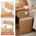 Coeusy Wicker Bathroom Trash Can with Lid,Narrow Rattan Waste Basket with Removable Liner Bucket,Slim Woven Water Hyacinth Garbage Can for Bedroom,Office,Small Spaces,3 Gallon