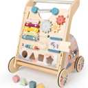 Wooden Baby Walker, Detachable Activity Busy Board, Baby Walking Toys Push Walkers for Babies 6-12 Months