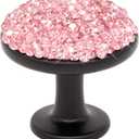 10 Pack Bling Cabinet Knobs, 1-1/4 inch Crystal Rhinestone Diamond Decoration Zinc Dresser Cupboard Handles with Screws for Home Office Kitchen Bathroom (Pink)