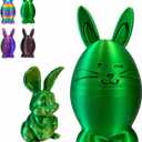 3D Printed Easter Eggs with Bunny Inside, 5.9in Bunny Egg Easter Basket Stuffers Gifts for Kid & Adults, 3D Printing Animals Toys for Home Executive Desk Decor (Green)