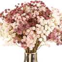 N&T NIETING 30Pcs Babys Breath Artificial Flowers, Fall Pink Baby Breath Flowers Artificial Bulk, Babys Breath Real Touch Flowers Fake Gypsophila for Wedding Bouquet Party Vase Indoor Decoration