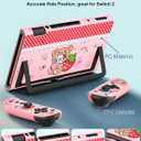 Dockable Case for Nintendo Switch 2 - Cute Kawaii Cartoon Design Soft TPU Grip Cover for Joy-Con PK Bear Cat PC for Switch 2 Protective Case 2025 for Girls Boys Teens
