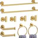 10-Piece Gold Bathroom Hardware Accessories Set-Brushed Gold Towel Bar Set,SUS304 Stainless Steel Towel Rack Set for Bathroom-Wall Mounted,23.6-Inch Towel Holder Set