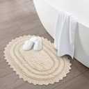 RAJRANG Shortbread Bathroom Rug Oval 24x17 Inches Pack of 2 Cotton Crochet Reversible Boho Bath Mat for Bathroom Decor