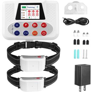 Wireless Dog Fence & Training Collar, Electric Fence for Stubborn Dog, Adjustable Control Range 80-1964ft Feet, Vibration & Shock, IP67 Waterproof Receiver, Pet Boundary Containment System,for2dogs Wireless Dog Fence & Training Collar, Electric Fence for Stubborn Dog, Adjustable Control Range 80-1964ft Feet, Vibration & Shock, IP67 Waterproof Receiver, Pet Boundary Containment System,for2dogs