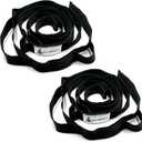 Stretching Strap Yoga Strap with Loops, Stretch Straps for Physical Therapy, Non-Elastic Exercise Strap for Pilates, Dance and Gymnastics with Workout Guide (Black+Black)