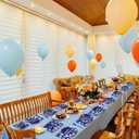 gisgfim 50 Guests Blue Birthday Party Supplies Navy Blue and Silver Plates and Napkins Plastic Forks Happy Birthday Tableware Paper Disposable Plates for Men Women Party 200PCS