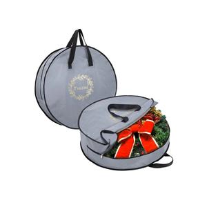 BALEINE 2 Pack Wreath Storage Container, Christmas Wreath Storage Bag with Reinforced Handle for Holiday Xmas (Grey, 30"X8")