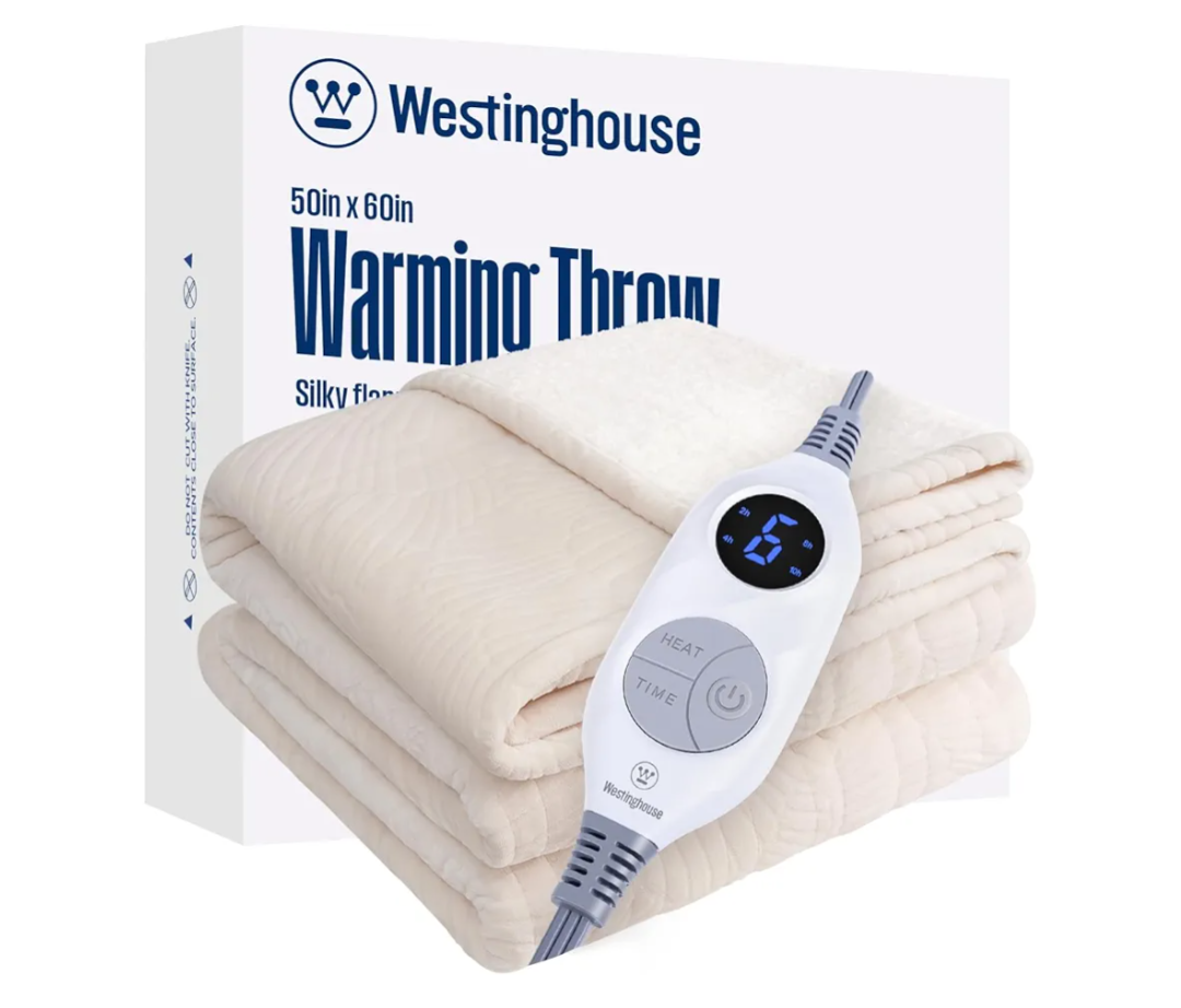 Westinghouse Electric Blanket King, Heated Blanket King Size with 10 Heating Levels and 1 to 12 Hours Heating Time Settings, Flannel to Sherpa Reversible, Machine Washable (90" x 100", Beige)