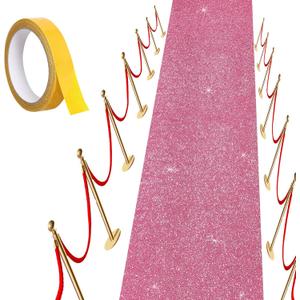 Carpet Runner Runway Rug, Glitter Pink Carpet Runner 55 GSM Thickness (2.46 x 17Feet) for Wedding Party Hallway Rug, Christmas Xmas Thanksgiving
