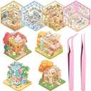 3D Sticker Scene, 8Sets DIY House Stickers Therapy for Adult, Make Your Own Mini Shop Stickers with 2 Types of Tweezers, Reusable&Waterproof Cute Cartoon Animal Sticker for Relief Stress Pass The TimePackof 3