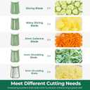 SUSTEAS Rotary Cheese Grater with Handle - Vegetable Shredder with 5 Well-designed Blades & Strong Suction Base,Round Mandoline Slicer & Food Chopper for Kitchen,with Blade Storage Box(Retro Green)