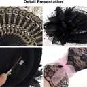 Fumwase 5Pcs Tea Party Accessories Set for Women Afternoon Tea Accessories Kit Gloves Hats Necklace Fan Bracelet (Black)