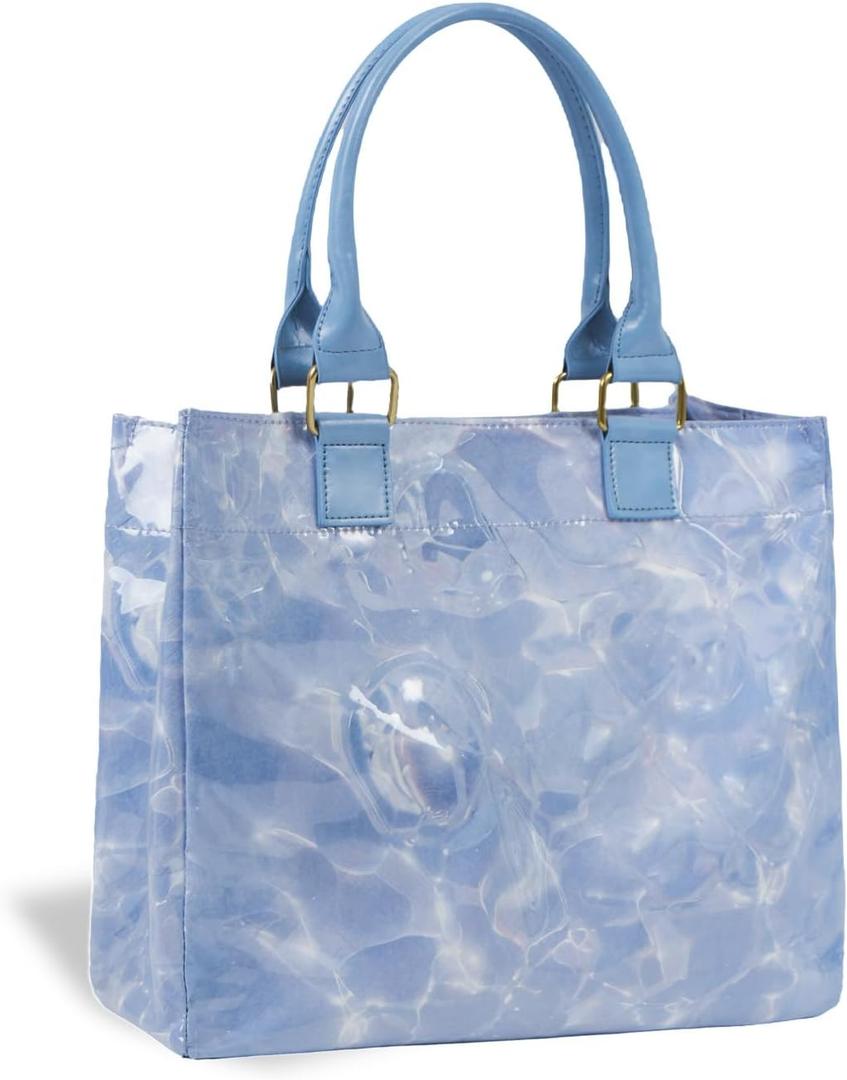 Tote Bag for Women - Large Size Transparent PVC Handbag, Waterproof, Sand-Resistant, for Shopping, Beach Vacation