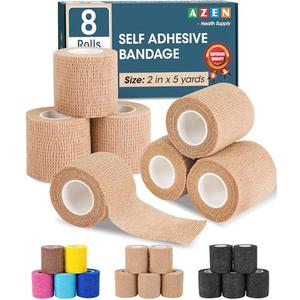 AZEN 8 Pack Self Adhesive Bandage Wrap, Elastic Cohesive Bandage Wrap, Skin Color Athletic Tape, Vet Wrap, Ankle Tape