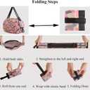 Foldable Reusable Shopping Bags 210D Nylon Waterproof Grocery Tote Travel Duffel Bag with Zipper & Adjustable Strap