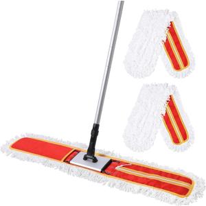 Heavy-Duty 36" Commercial Dust Mop & Floor Sweeper - Extra Wide Wet/Dry Hardwood Floor Cleaner with 59" Long Handle, Washable Microfiber and Oxford Mop Pad