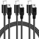 USB C to Mini USB Cable 4 Feet (3 Pack), USB C to Mini 5-Pin Charging & Sync Data Cord, Compatible with Texas Instruments Calculators, PS3 Controller, Digital Camera, MP3 Player and More