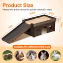 Large Bunny House with Stair, Wooden Bunny Castle Rabbit Hideout, Chinchilla and Guinea Pigs Hut Hideouts, Sturdy Rabbit Cage Hamster Hideout Bed HutchExcluding String Lights