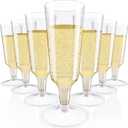 JOLLY CHEF 100 Pack Plastic Champagne Flutes Disposable 5 oz Clear Plastic Champagne Glasses Perfect for Wedding, Thanksgiving Day, Christmas