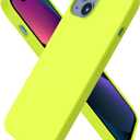 ORNARTO Compatible with iPhone 13 Case 6.1, Slim Liquid Silicone 3 Layers Full Covered Soft Gel Rubber Phone Case Protective Cover 6.1 Inch-Fluorescent Yellow