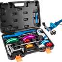 15PCS Copper Pipe Bender Tool, Tubing Bender Hvac Tools Set for 1/4"-7/8" O.D. Pipes, 90 Forward/Reverse Pipe Tube Bender with 7 Heads, Upgraded Copper Benders Tool for Hvac Air Condition