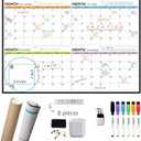 JJPRO Dry Erase 4 Month Wall Calendar - 38x26 Inches - Blank Undated 4 Month Dry Erase Calendar for Wall-Premium Laminated Whiteboard Planner-Reusable 4 Month Jumbo Office Calendar
