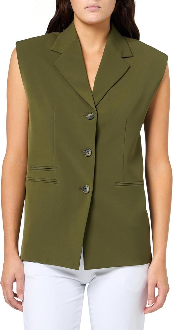 Kenneth Cole New York Women's Luxe Twill Three Button Notch Collar VES