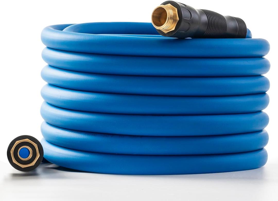 5/8" Hot/Cold Water Hose 50ft, -50 To 190 Heavy Duty,Flexible,Burst 600 Psi 3/4" Brass Fittings with Swivel Grip Handle for Outdoor,Yard, Farm, Blue