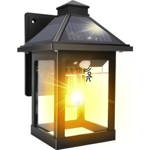 Nodfens Solar Wall Lanterns Outdoor with 3 Modes, Wireless Dusk to Dawn Motion Sensor LED Sconce Lights IP65 Waterproof, Exterior Front Porch Security Lamps Wall Mount Patio Fence Decorative