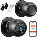 Smart Lock Fingerprint Door Lock, 5-in-1 Keyless Entry Door Handle with Keypad & Doorbell, Touch/Code/Card/Key/App Control for Home Office Airbnb