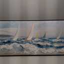 Enartly 3D Textured Waves Sailboat Framed Wall Art, Ocean Coastal Beach Canvas Painting Nautical Artwork for Living Room Bedroom Dining Room Home Office Wall Decor, 48"x24"
