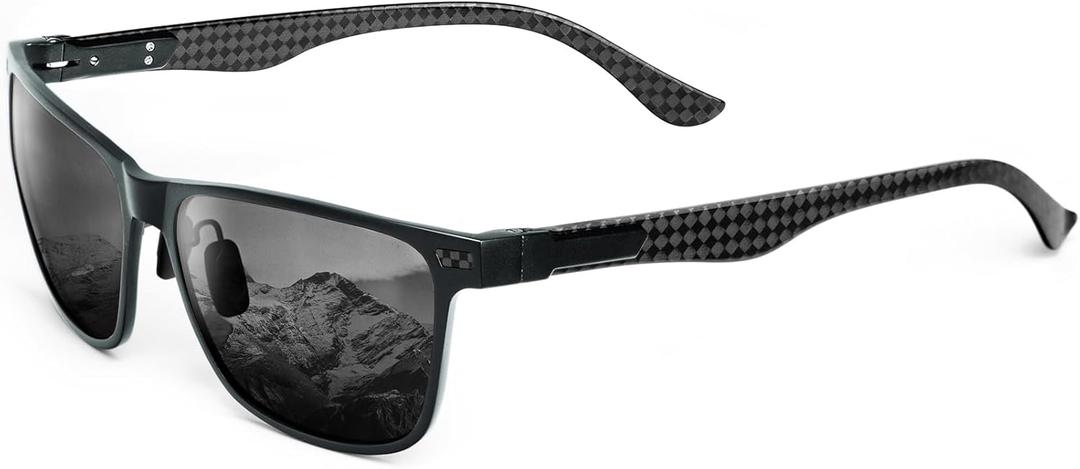 Carbon Fiber Polarized Sunglasses for Men Trendy Driving Sunglasses Shady Sun Glasses with UV Protection (Gunmetal Frame/Black Lens) Carbon Fiber Polarized Sunglasses for Men Trendy Driving Sunglasses Shady Sun Glasses with UV Protection (Gunmetal Frame/Black Lens)
