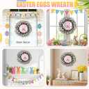 Easter Egg Wreath for Front Door, 20 inch Farmhouse Easter Wreath with Colorful Pastel Eggs, Wooden Rabbit, Spring Wreath for Easter Wall Decor Holiday Decoration