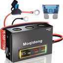 360W Car Cigarette Lighter Adapter with Eyelet Terminal: 15A Metal 12V Cigarette Lighter Socket 30W USB C Car Power Outlet Socket 12V Splitter Boat USB Charging Port Battery Terminal Adapter