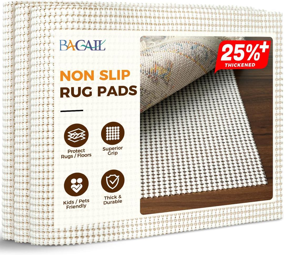 BAGAIL BASICS 2 x 3 FT Rug Pad Gripper for Hardwood Floors, Non Slip Rug Pads for Area Rugs, Extra Thick Under Rug Padding, Protect Your Rugs & Floors