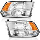 WEELMOTO Headlights for 09-18 Dodge Ram 1500/10-18 Dodge Ram 2500 3500 Models with Factory Quad Style Headlamp Replacement Chrome Housing Amber Reflector (Not Fit Factory Projector Style)