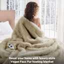 Heated Electric Blanket Throw,Octrot 50"X60" Faux Fur Heating Blanket Luxury Christmas Gifts Heavy Plush with 10 Heats Levels & 8 Hours Auto Off,Super Cozy Warm Fuzzy,Fluffy Decor Winter Warming,Beige
