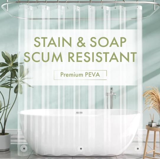 AmazerBath Extra Long Shower Curtain Liner, Clear, 84 Inches Long, 72x84 Plastic Curtain Liner, Cute PEVA Tall Shower Liner for Bathroom with 3 Magnets