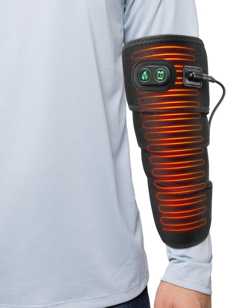 Elbow Heated Pad Wrap for Multiple Body Areas, Flexible Electric Heating Pads for Elbow Arm Wrist Ankle Leg Knee, Fast Heating Body Wrap Heated Brace with 4 Heat Settings, 3 Timing Settings Black