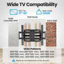 USX STAR UL Listed Full Motion TV Wall Mount Bracket for Most 37-90 inch TVs, Swivel Tilt Extension Level TV Mount, Max VESA 600x400mm, Holds up to 132lbs & 16" Wood Studs with Hole Drilling Template