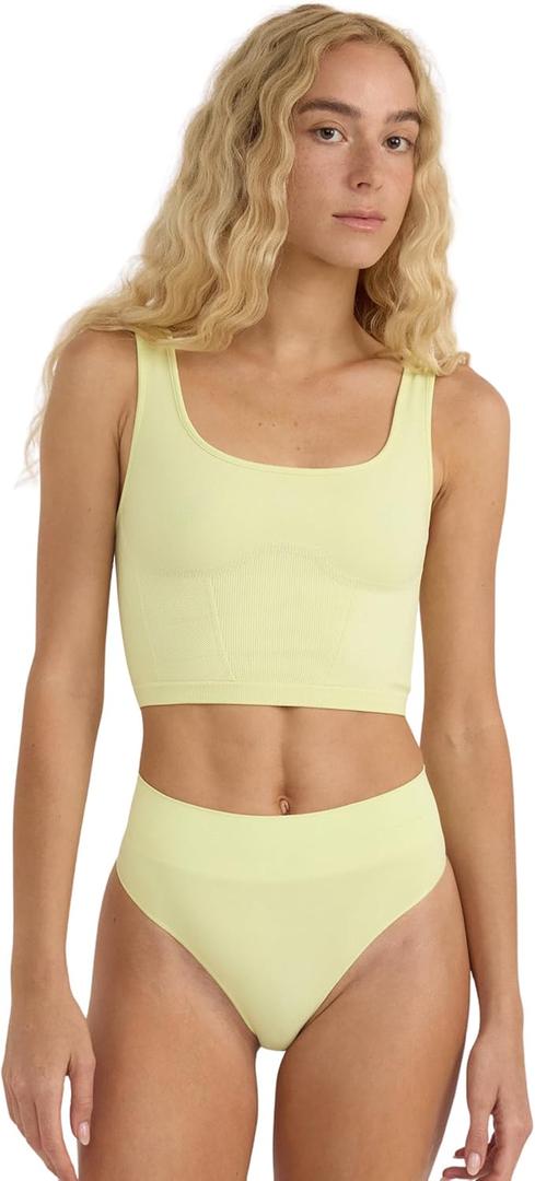 Organic Basics Women's Smooth Thong Seamless Underwear (Yellow, S)