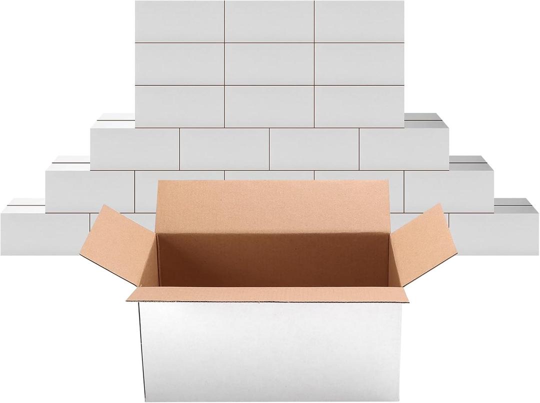 PETAFLOP 10x5x5 Shipping Boxes Set of 25, Small White Cardboard Mailer Box for Packing, Mailing, Business,DIY