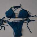 Swimall Women's Thong Bikini Set Sexy String High Cut Triangle Swimsuit Two Piece Brazilian Bathing Suit L