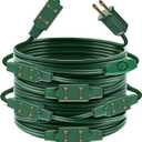 Enhon 1 Pcs 26 Ft 18 Outlet Green Christmas Extension Cord with Outlet and Switch, Xmas Tree Lights Extension Cord with Safety Fuse Male Plug for Home Office Holiday Outdoor Inflatables Decorations